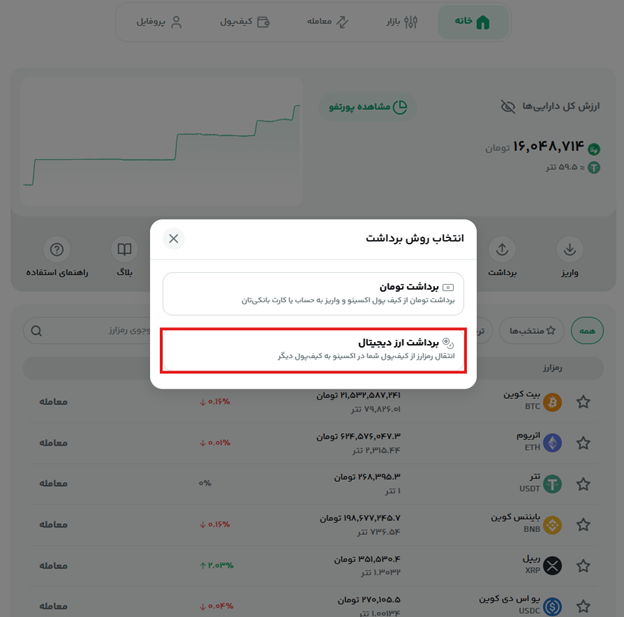 برداشت ارز دیجیتال از اکسینو.png